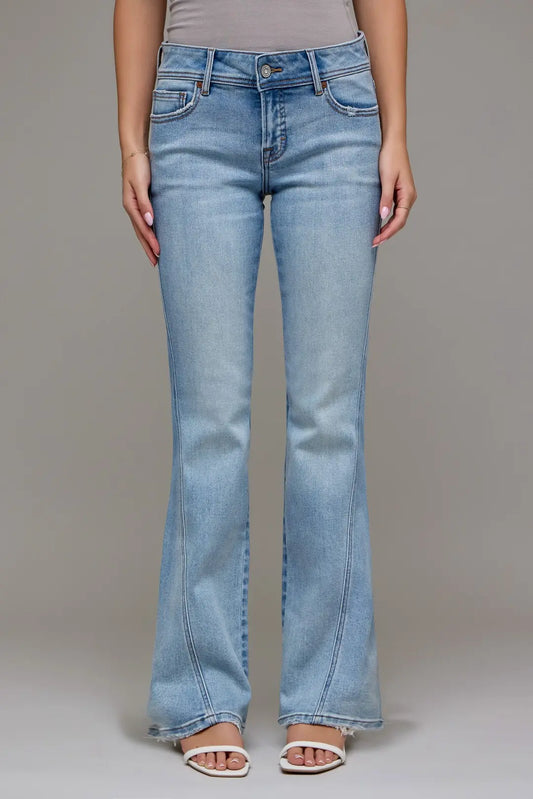 Hidden Light Wash Side Seam Low Rise Bootcut