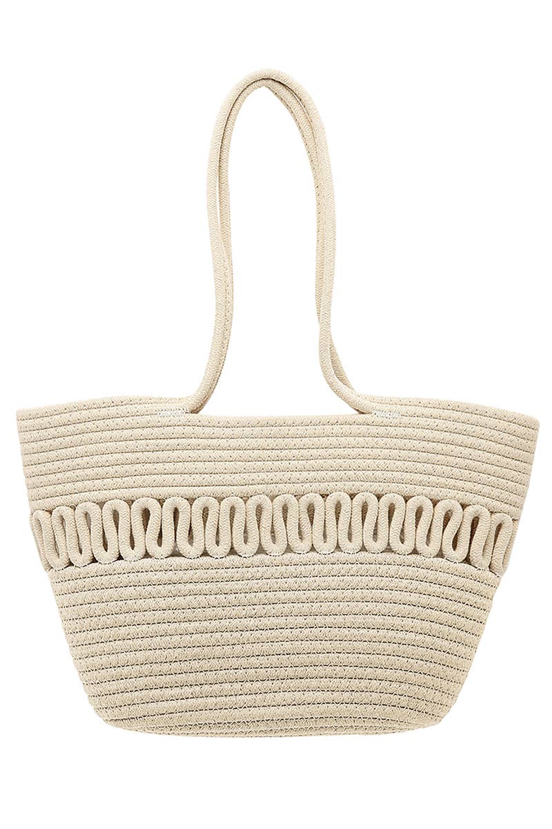 Thick Wavy Braided Woven Beach Tote Bag