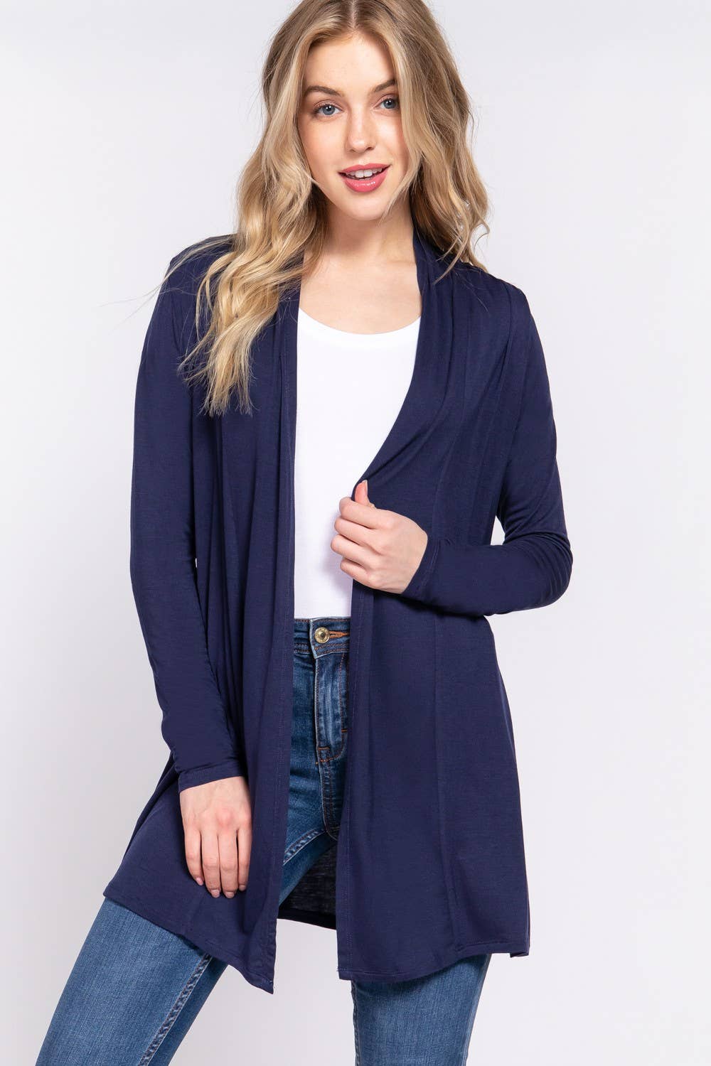 Long Sleeve Rayon Jersey Long Cardigan