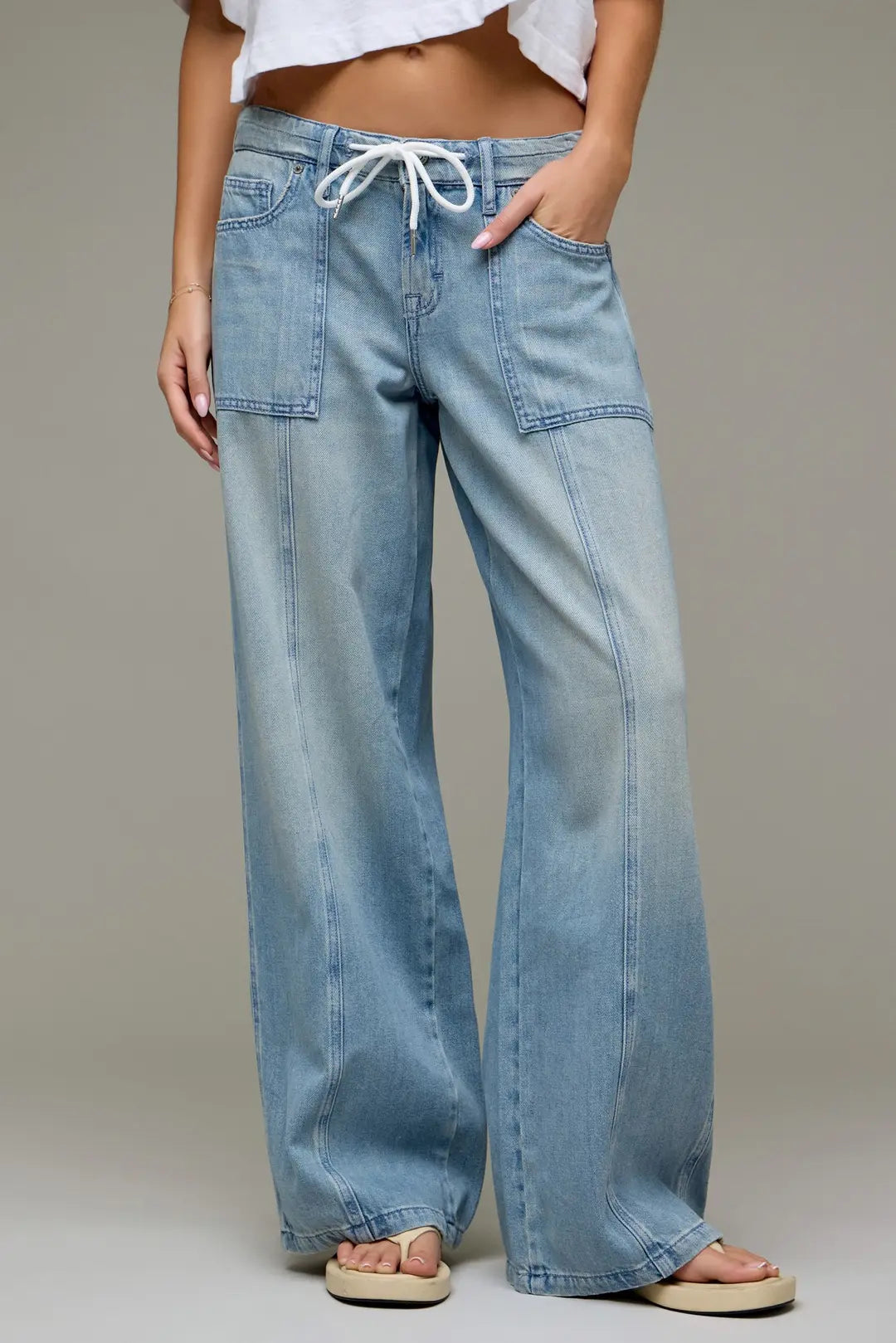 Nori Mid Rise Drawstring Wide Leg