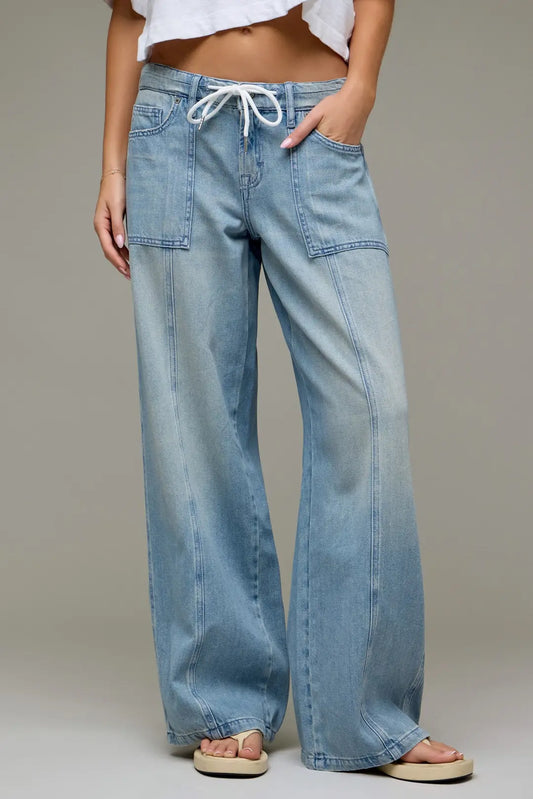 Nori Mid Rise Drawstring Wide Leg
