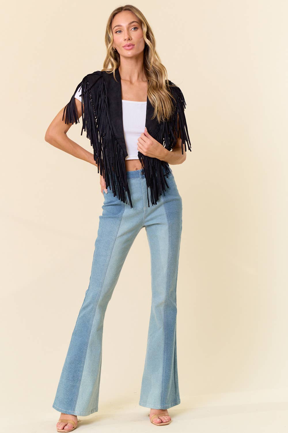 Trendy Western Fringe Suede Collar / Shrug