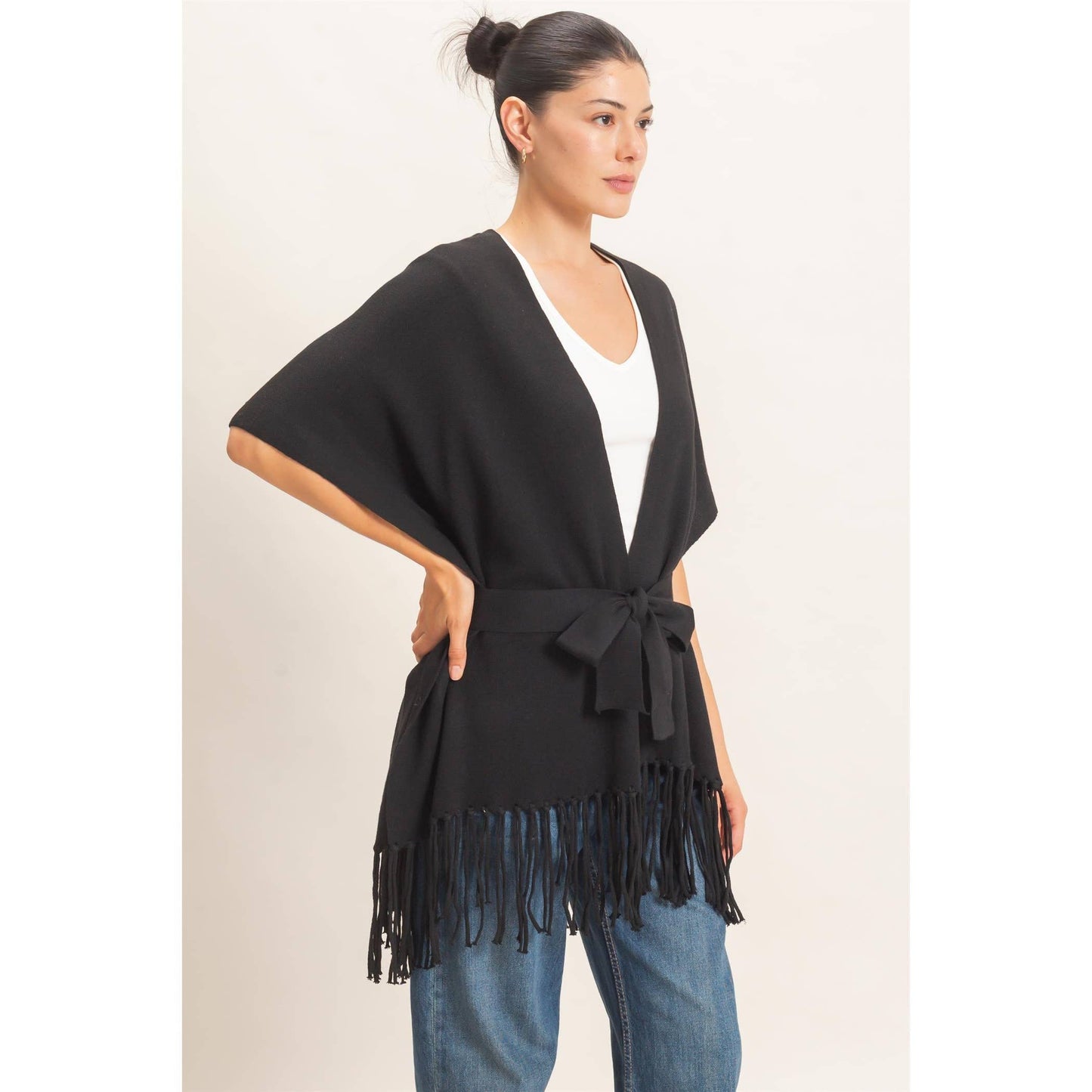 Fringe Hem Kimono Sweater