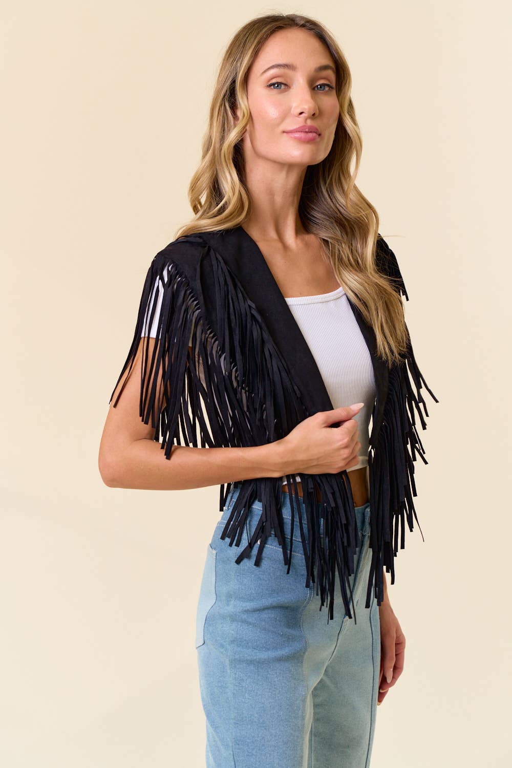 Trendy Western Fringe Suede Collar / Shrug