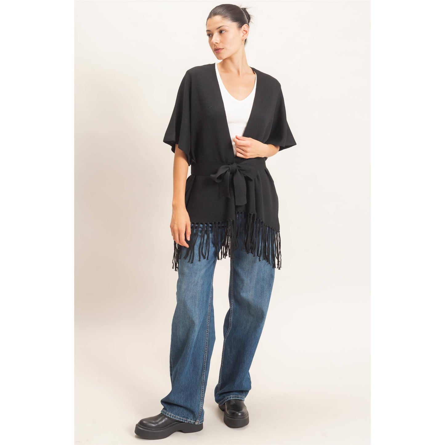 Fringe Hem Kimono Sweater