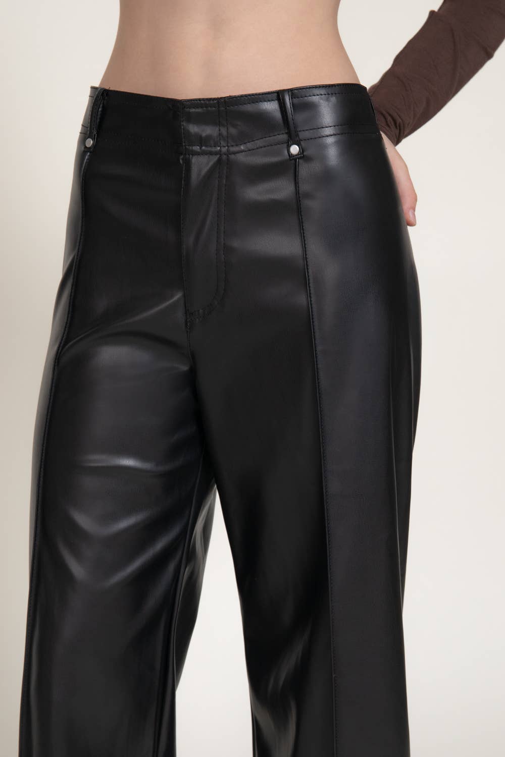 High Waist Wide Leg Faux Leather Pants