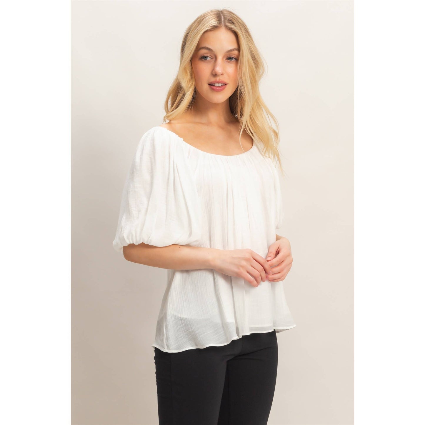 Gathered Puff Sleeve Blouse