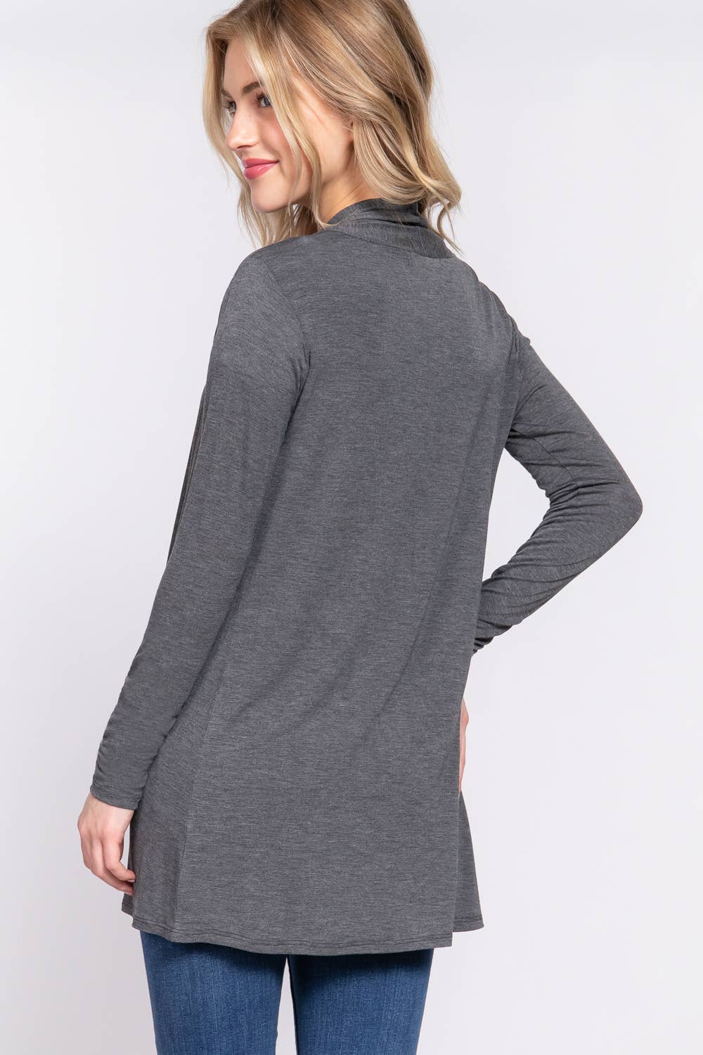 Long Sleeve Rayon Jersey Long Cardigan