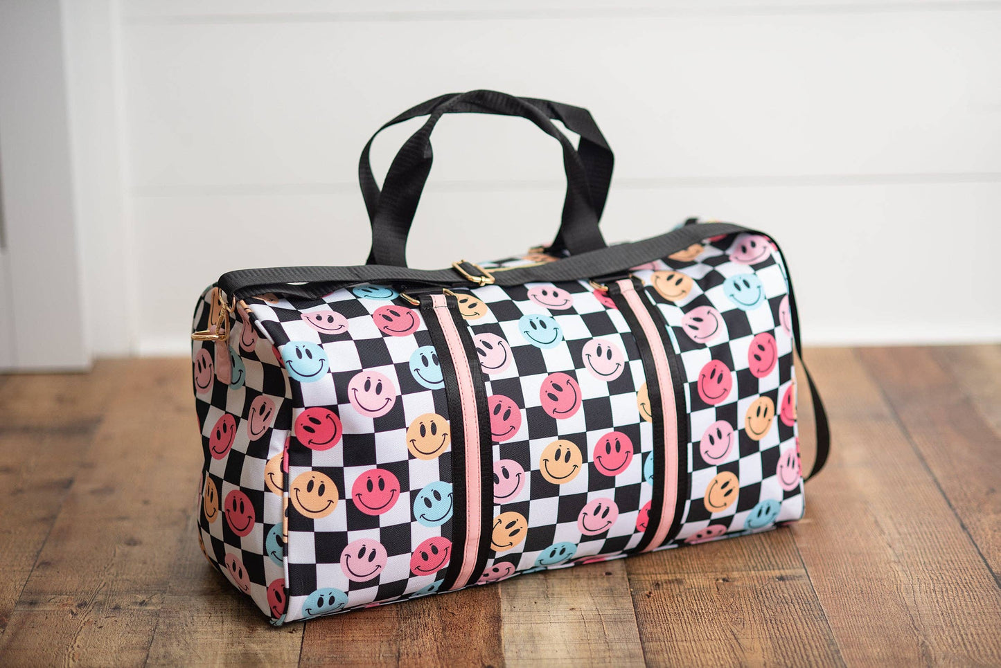 Kids Smiley Face Checkered Weekender Bag