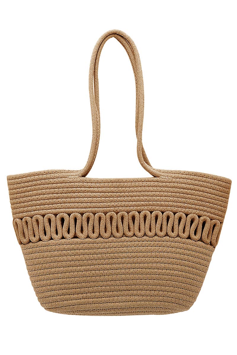 Thick Wavy Braided Woven Beach Tote Bag