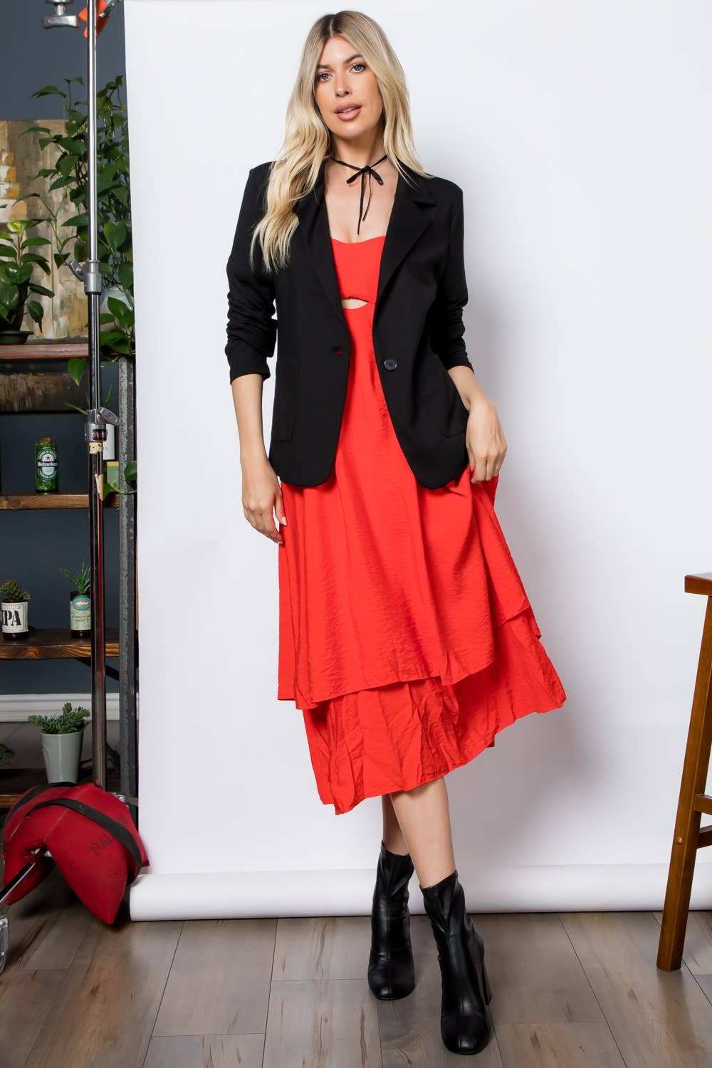 Ponte One Button Front Patch Pocket Blazer