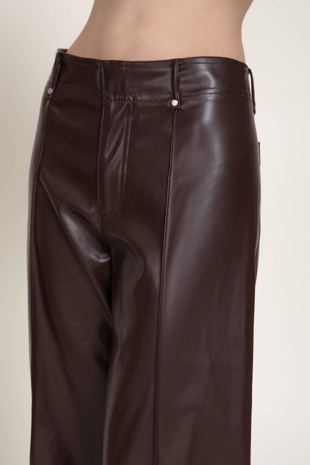 High Waist Wide Leg Faux Leather Pants