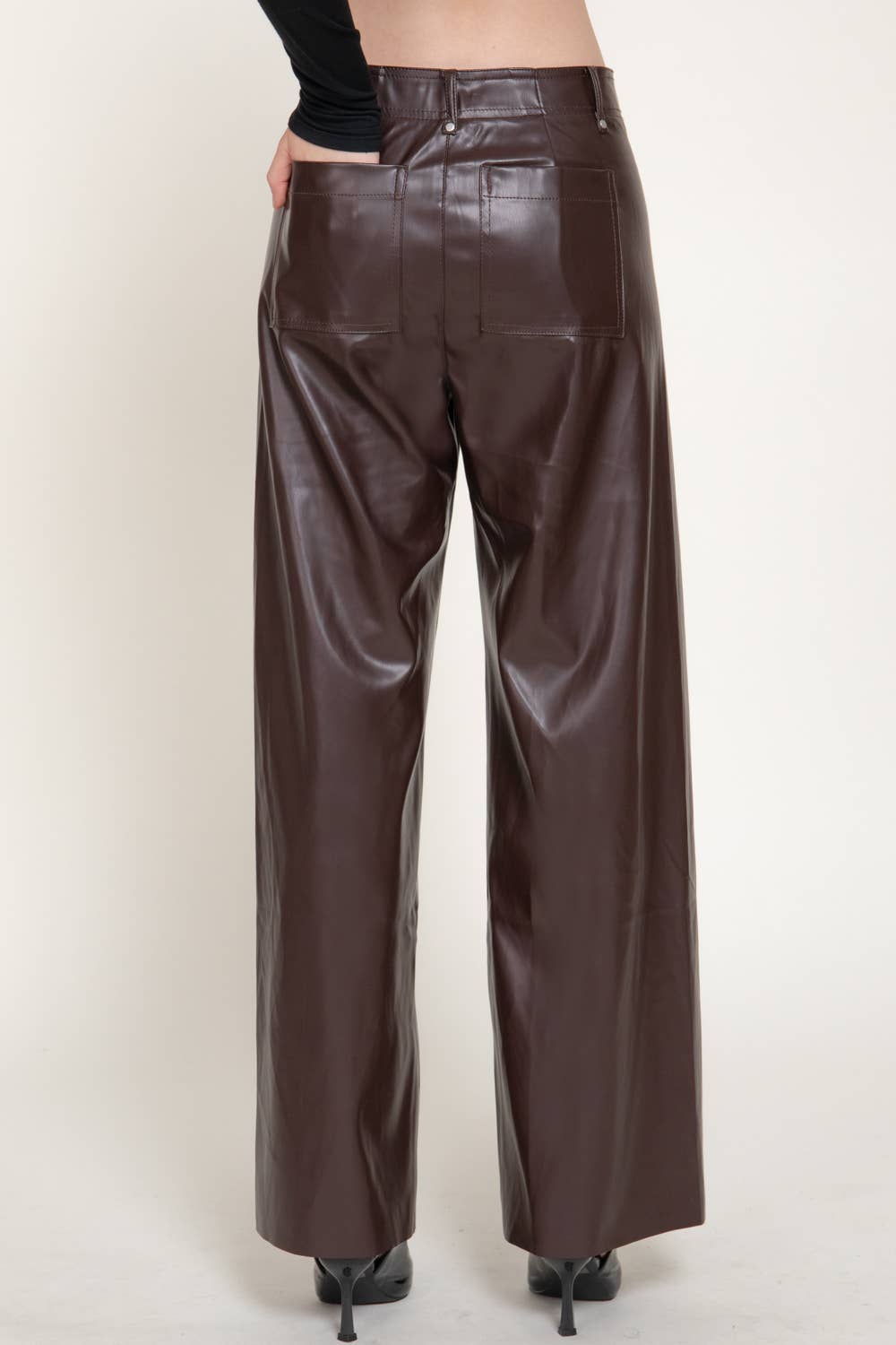 High Waist Wide Leg Faux Leather Pants