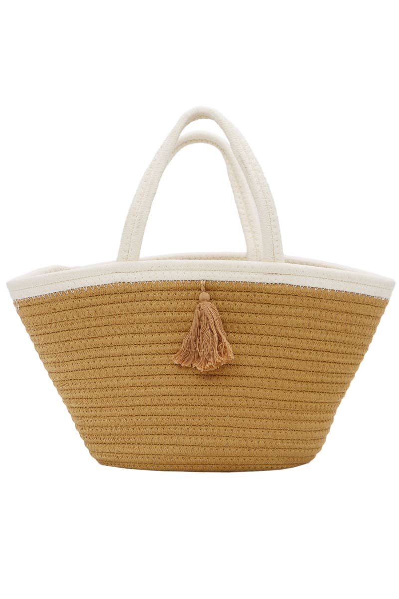 Tassel Thick Wavy Braided Boat Beach Tote Bag