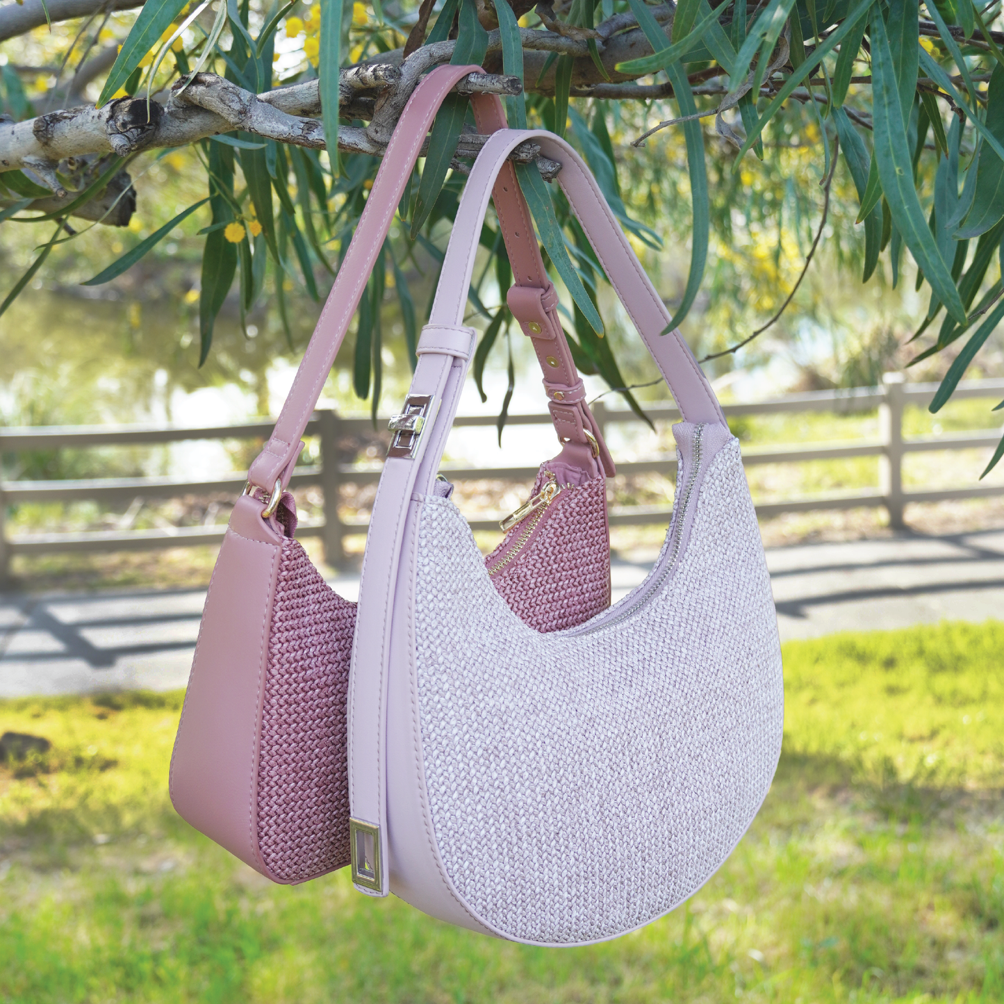 Luna Coastal Straw Shoulder Purse