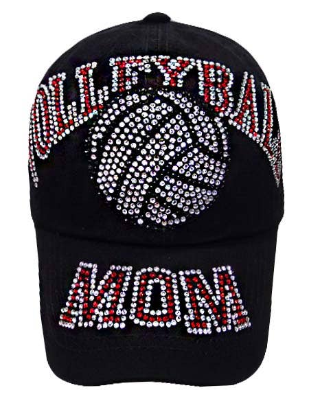 Volleyball MOM Rhinestone Baseball Cap