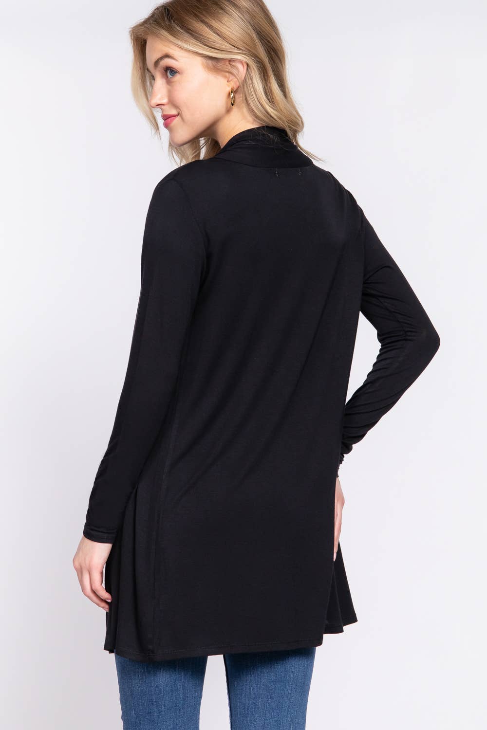 Long Sleeve Rayon Jersey Long Cardigan