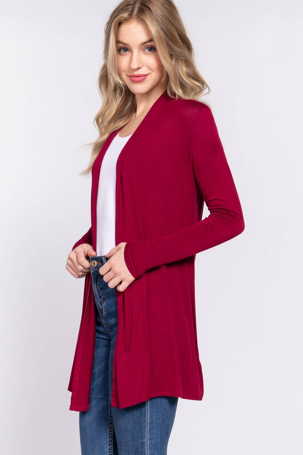 Long Sleeve Rayon Jersey Long Cardigan