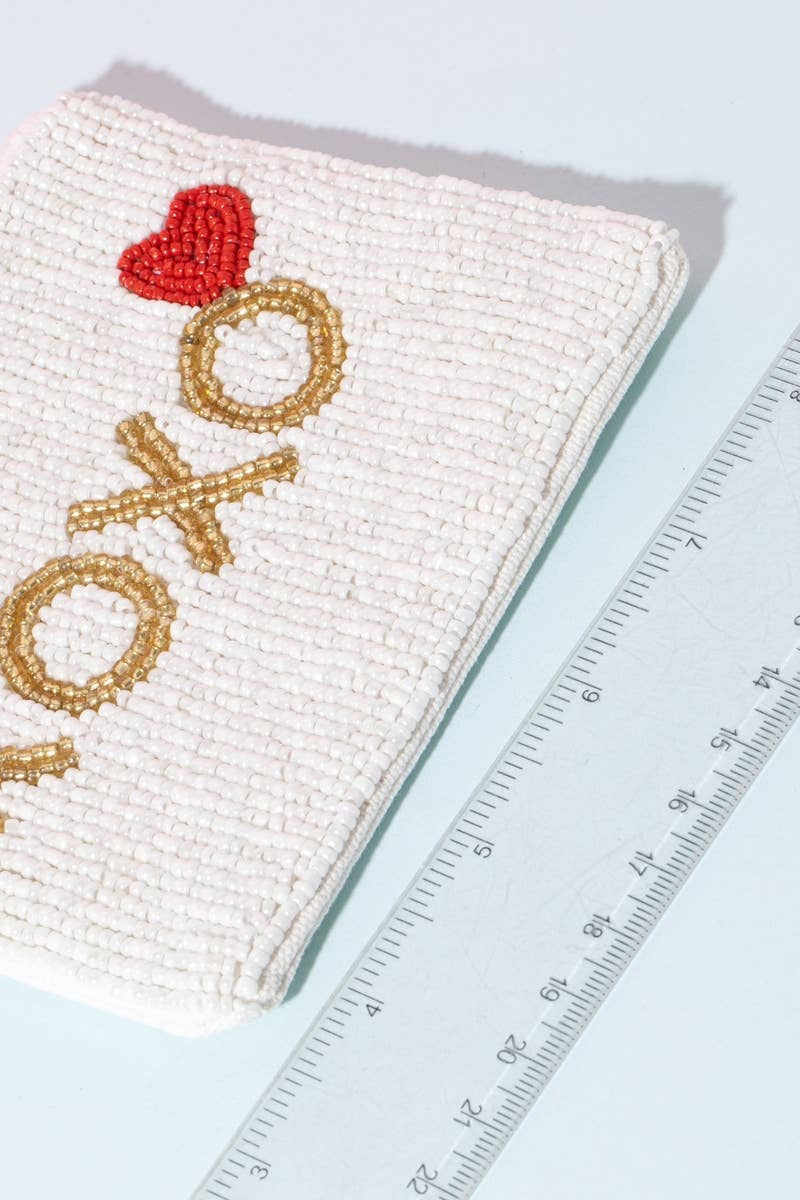Xoxo Heart Beaded Coin Purse