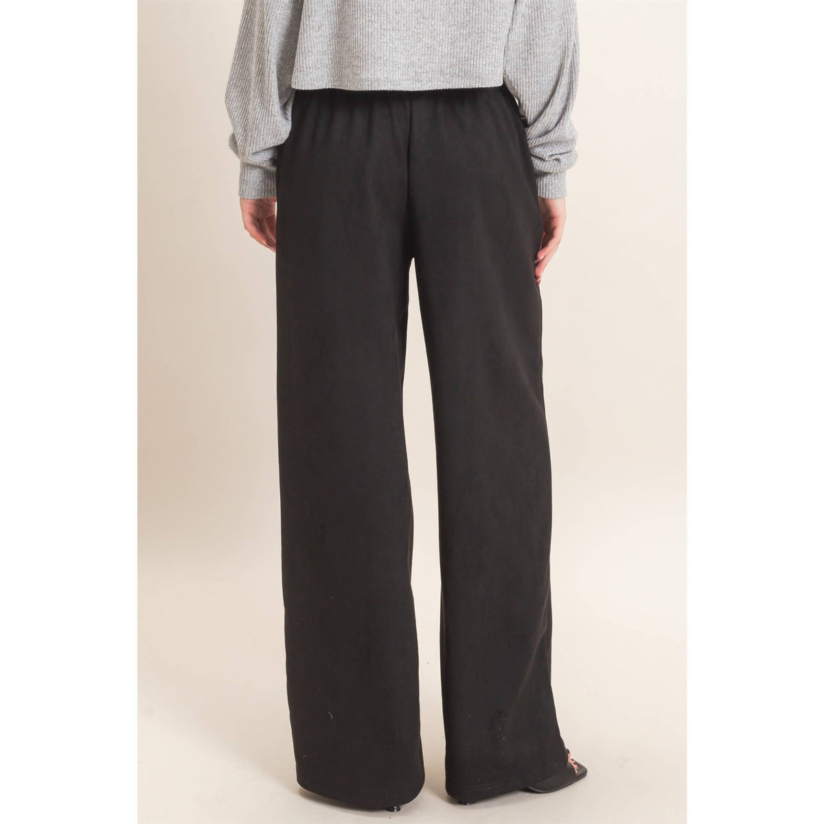 Suede Elastic Waistband Trousers