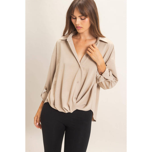 Button-Up Dolman Sleeve Top