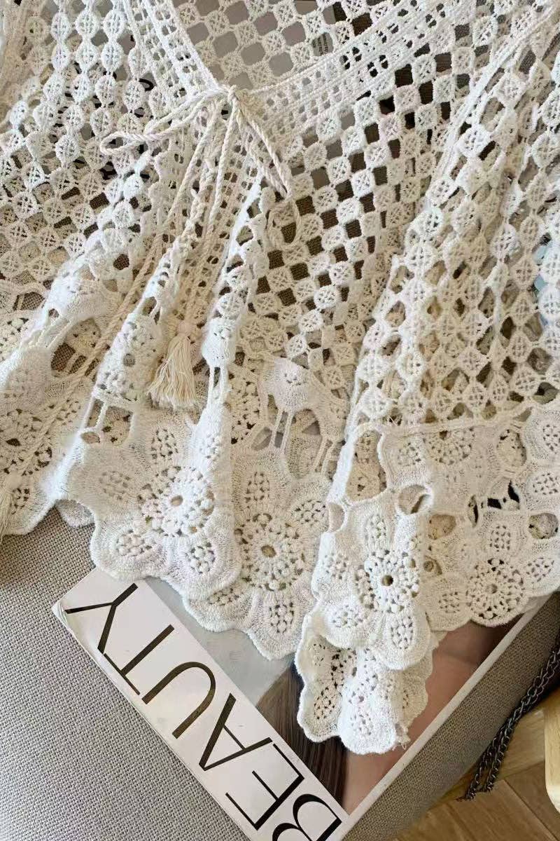 Crochet Open-Knit Blouse
