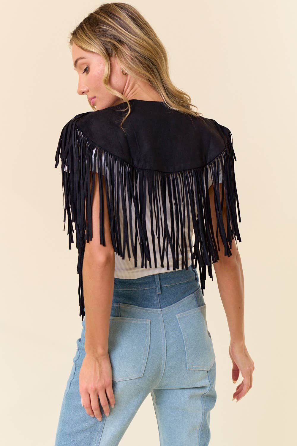 Trendy Western Fringe Suede Collar / Shrug