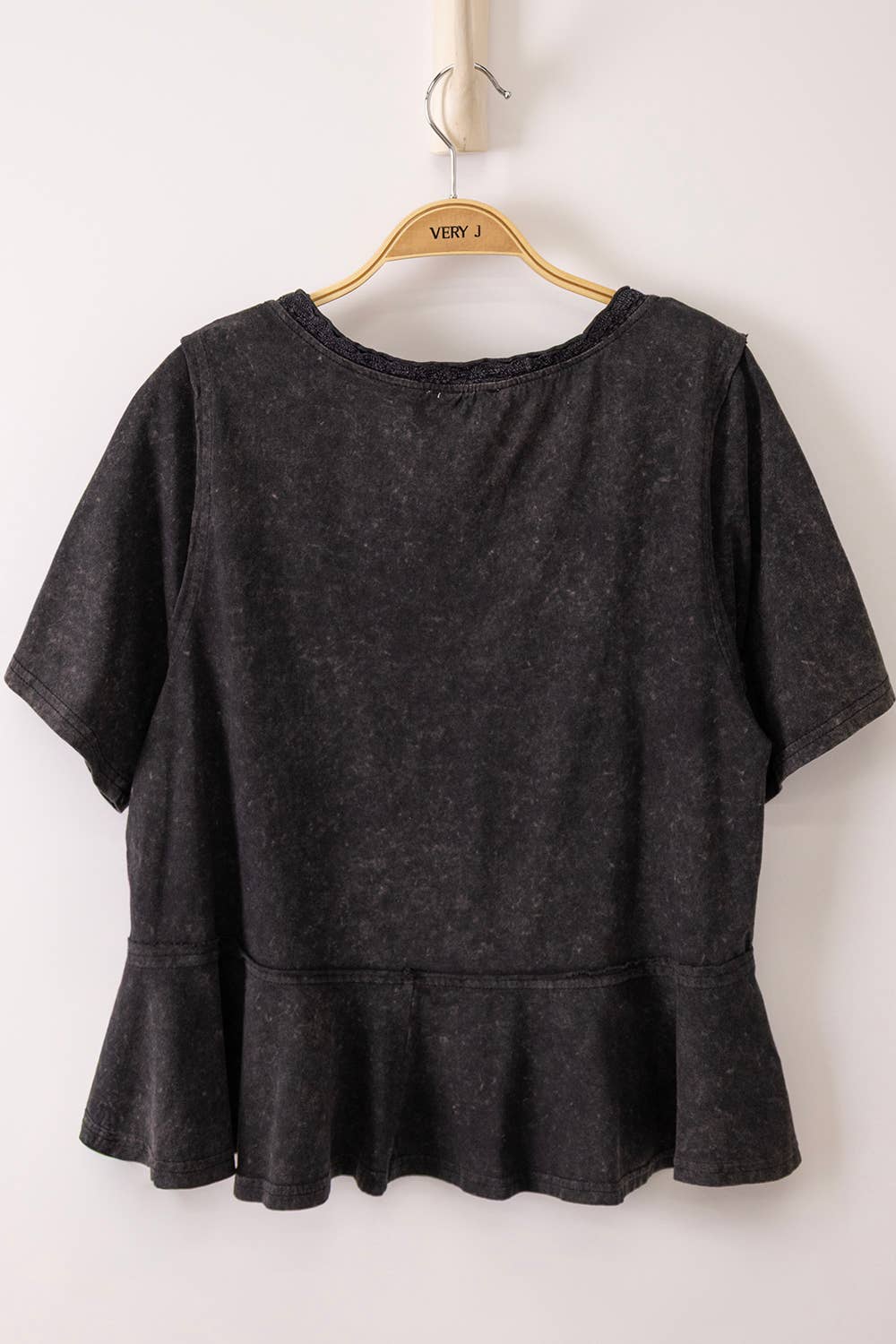 Mineral Washed V-Neck Knit Top