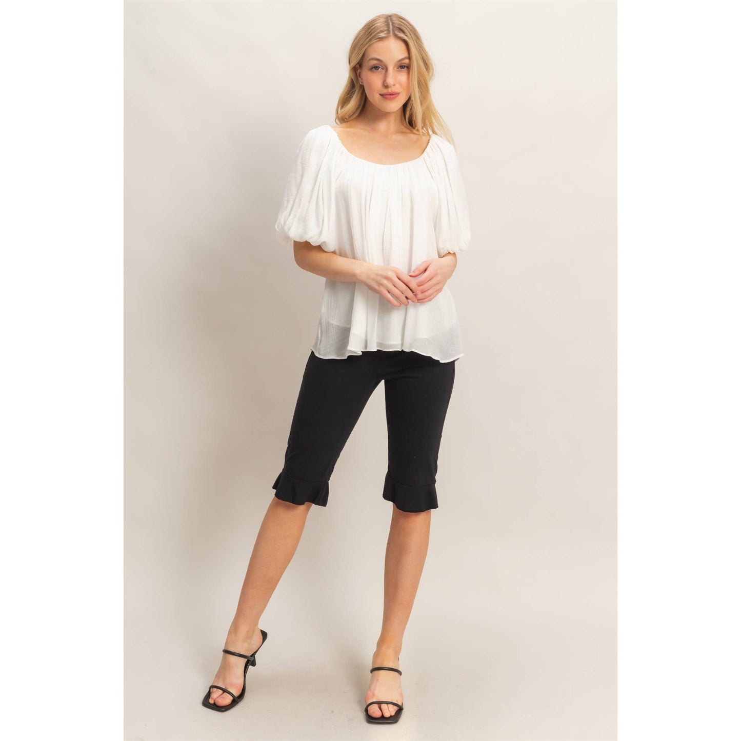 Gathered Puff Sleeve Blouse