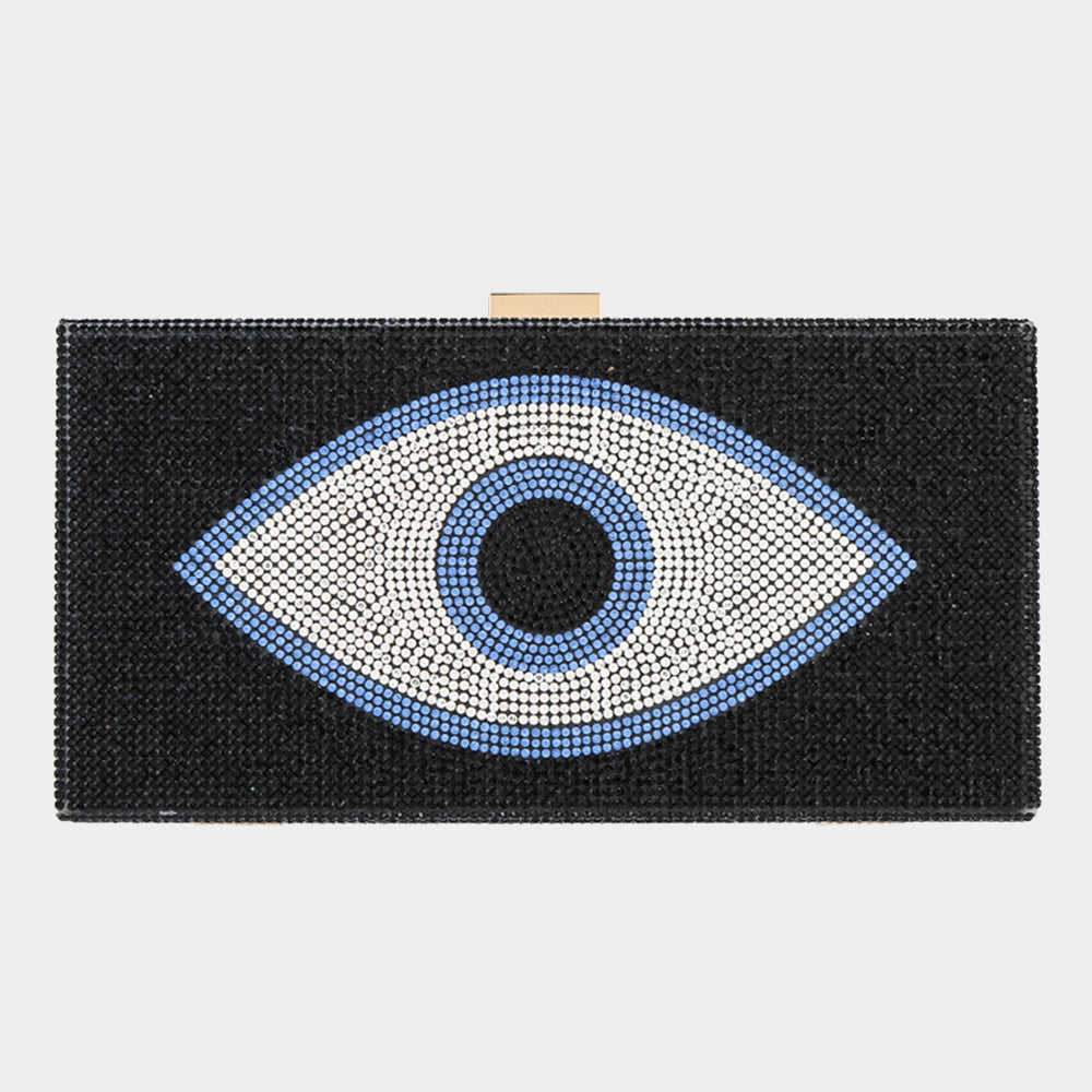 Evil Eye Evening Bag Clutch or Gold Chain Strap