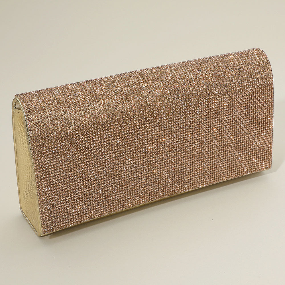 Studded Evening Clutch Bag / Crossbody Bag Silver Strap