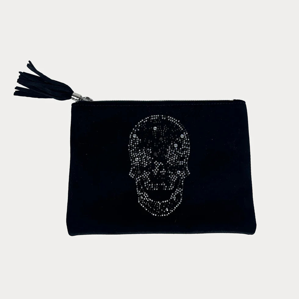 Sloan Velour Skull Embossed Pouch - Anniversary Collection