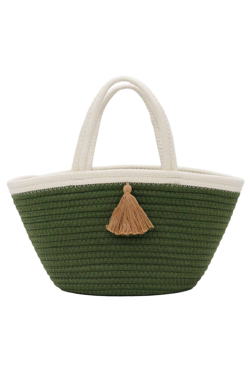 Tassel Thick Wavy Braided Boat Beach Tote Bag