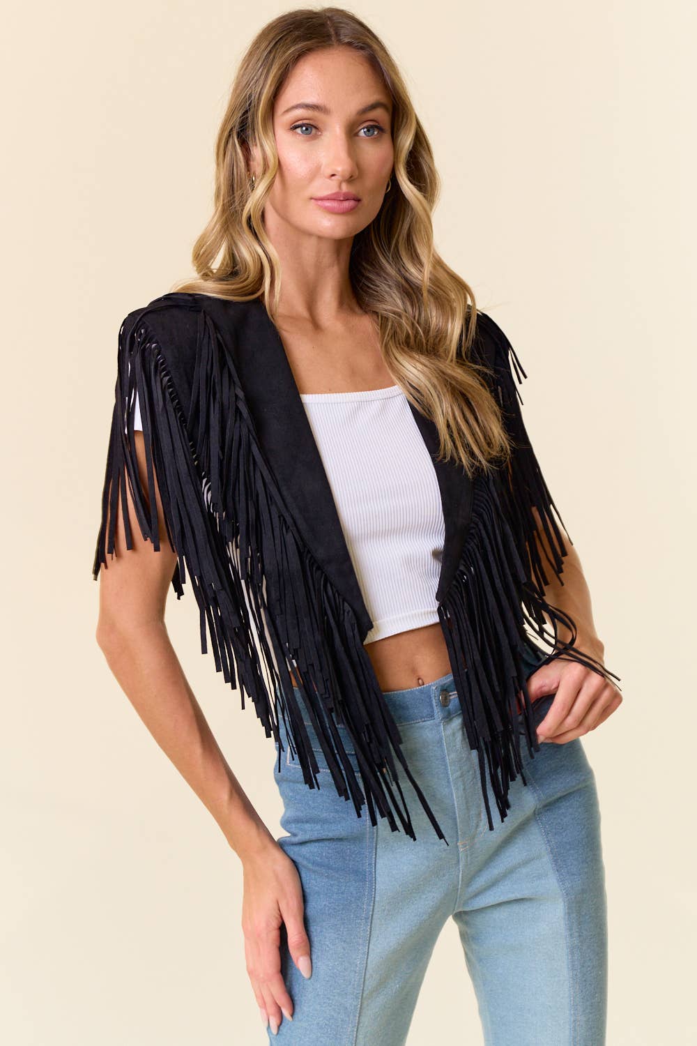 Trendy Western Fringe Suede Collar / Shrug