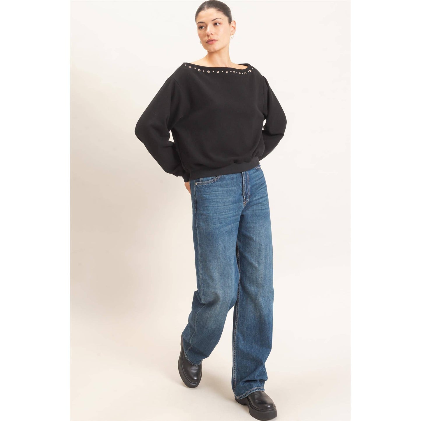 Studded Crew Neck Sweatshirt