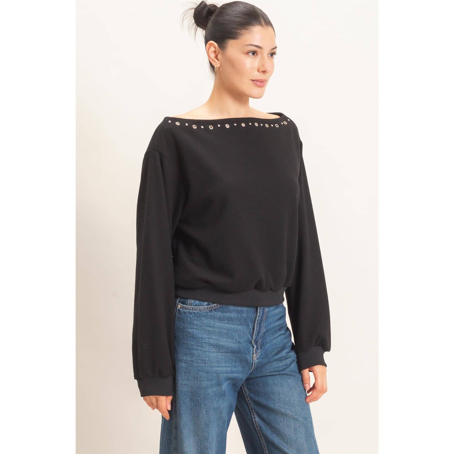 Studded Crew Neck Sweatshirt
