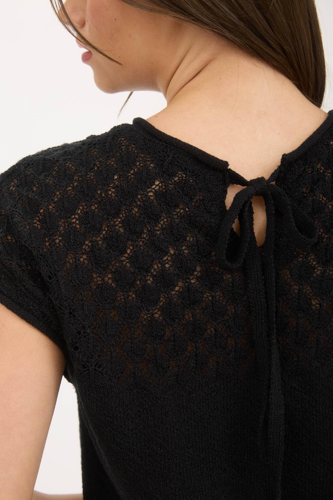 Eyelet Yoke Sweater Knit Top