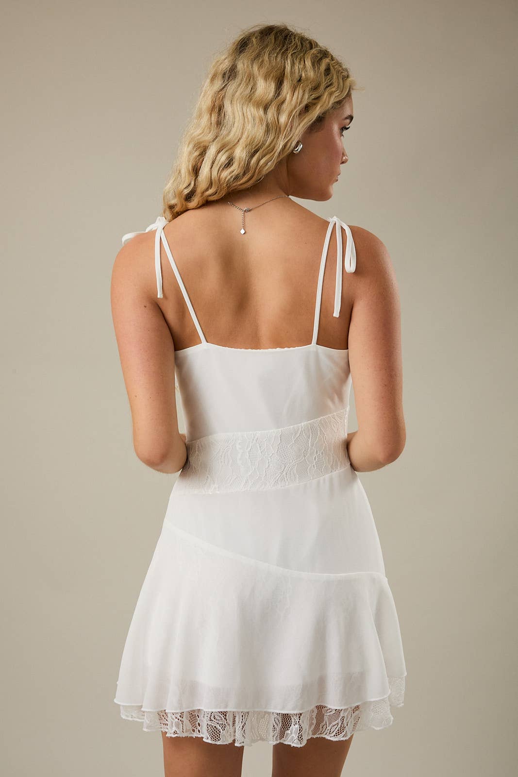 Lace Mini Dress with Adjustable Shoulder Straps