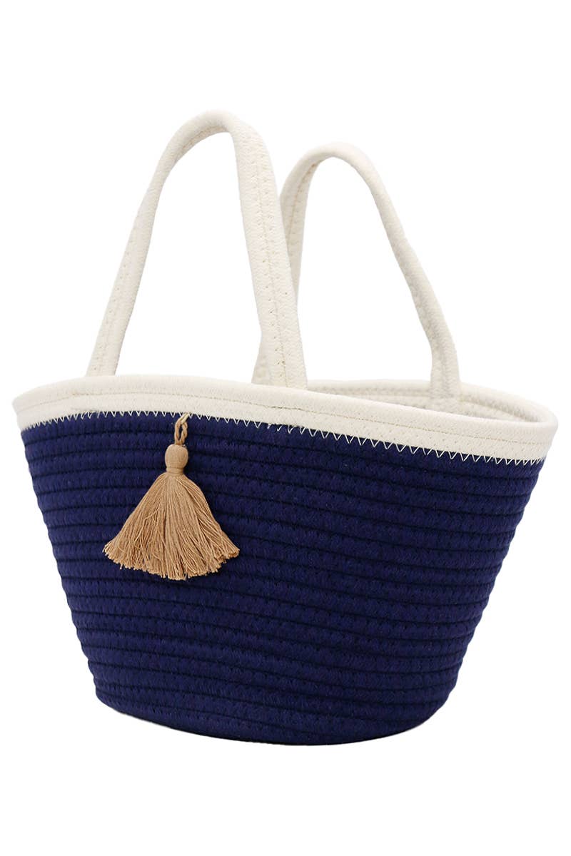 Tassel Thick Wavy Braided Boat Beach Tote Bag