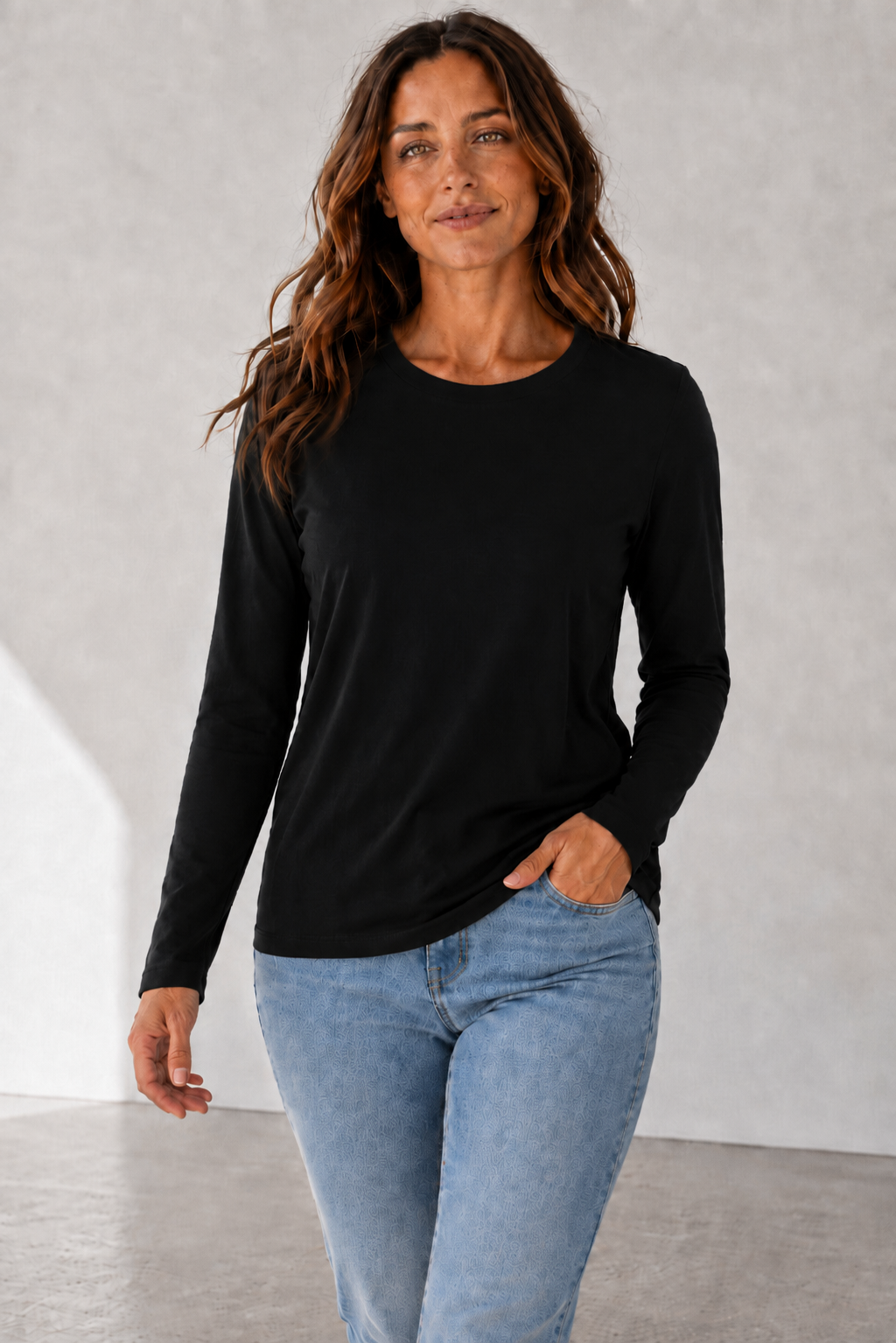 Women’s Rayon Spandex Long Sleeve  | Soft Stretch Basic Top