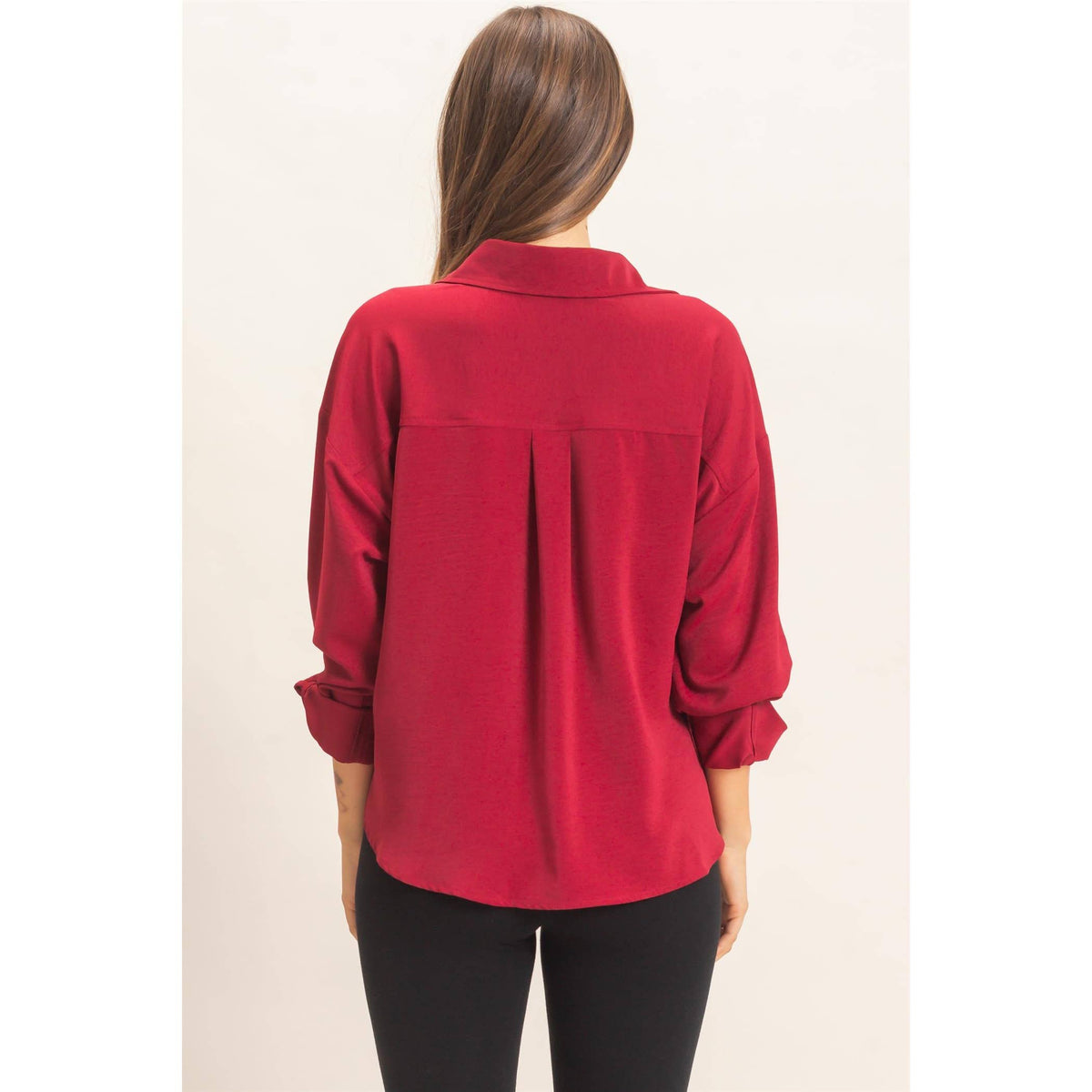 Button-Up Dolman Sleeve Top