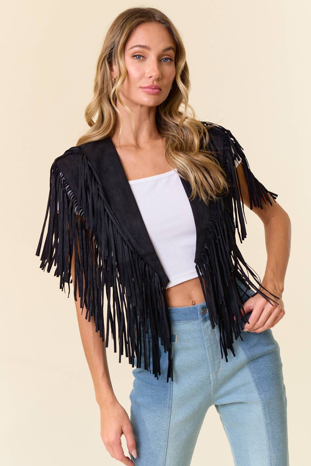 Trendy Western Fringe Suede Collar / Shrug