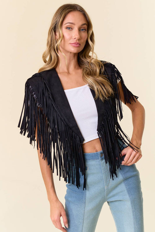 Trendy Western Fringe Suede Collar / Shrug