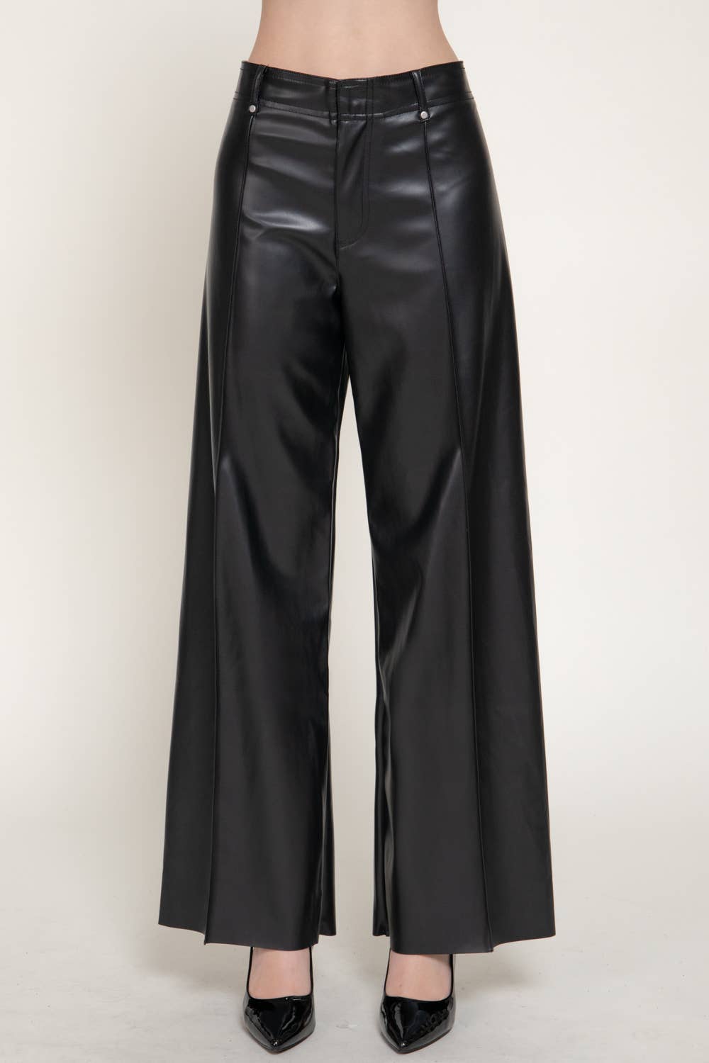 High Waist Wide Leg Faux Leather Pants