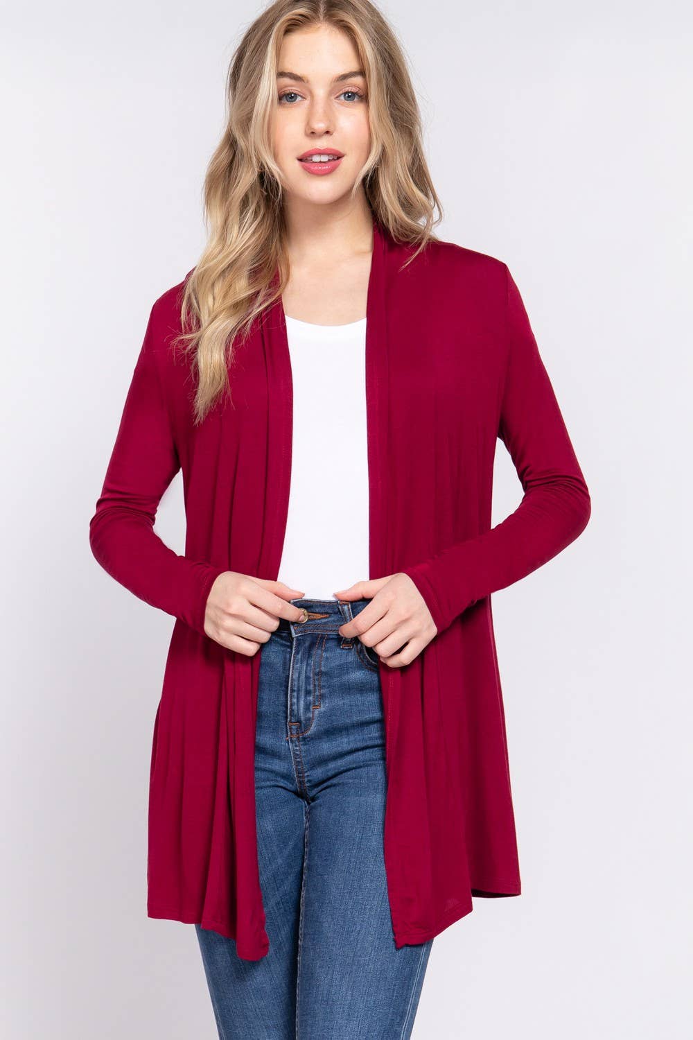 Long Sleeve Rayon Jersey Long Cardigan
