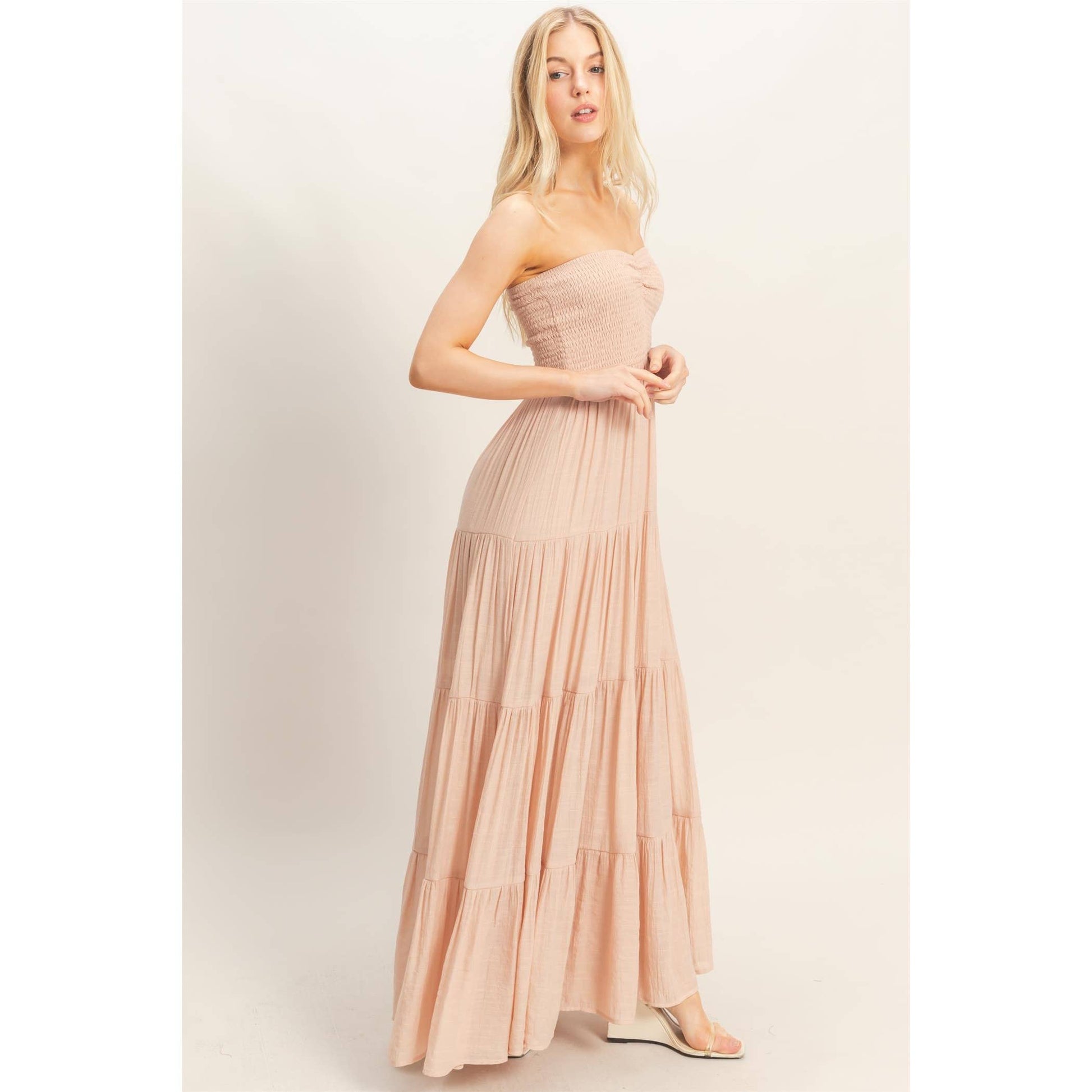 maxi dress with elastic top Smocked Elastic Maxi Dress – Launch Boutique
