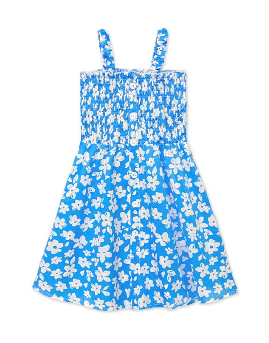 Cutie Patootie Girl's Floral Dress w/ Smocking & Buttons