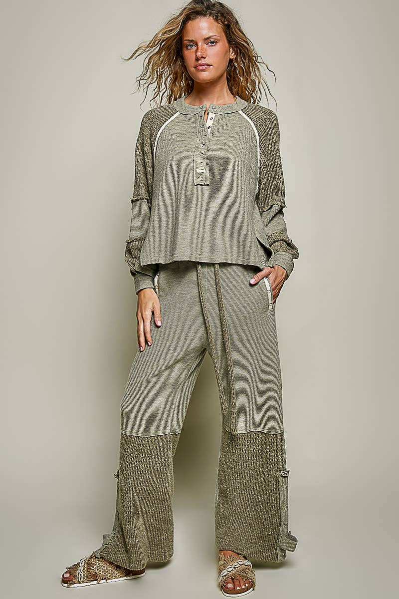 Pol Clothing Thermal Elastic Waist Band High Rise Wide Leg Pants