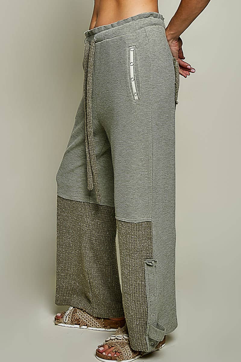 Pol Clothing Thermal Elastic Waist Band High Rise Wide Leg Pants