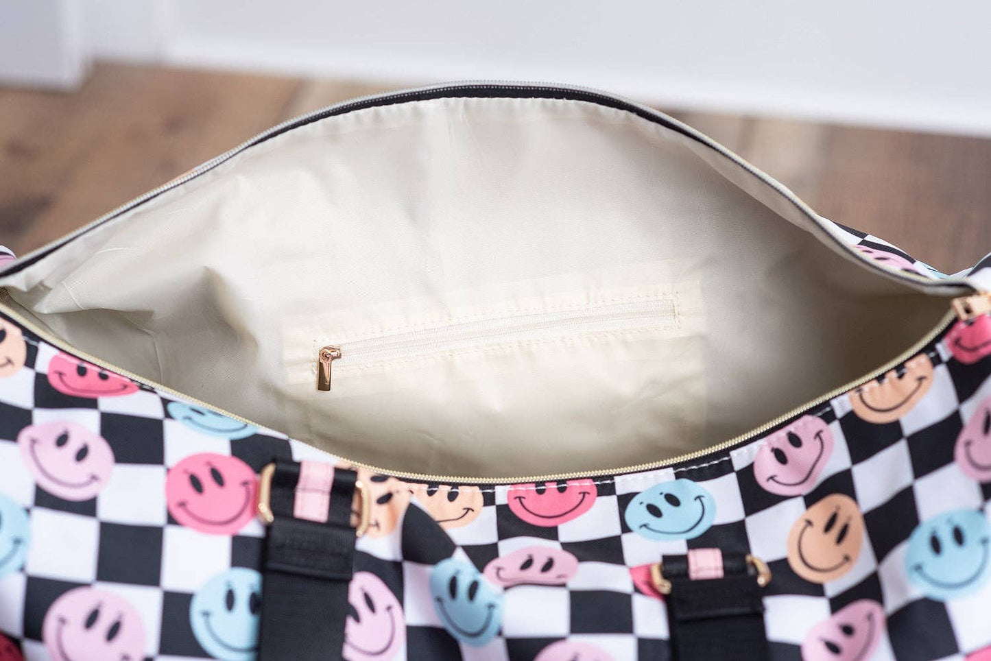 Kids Smiley Face Checkered Weekender Bag